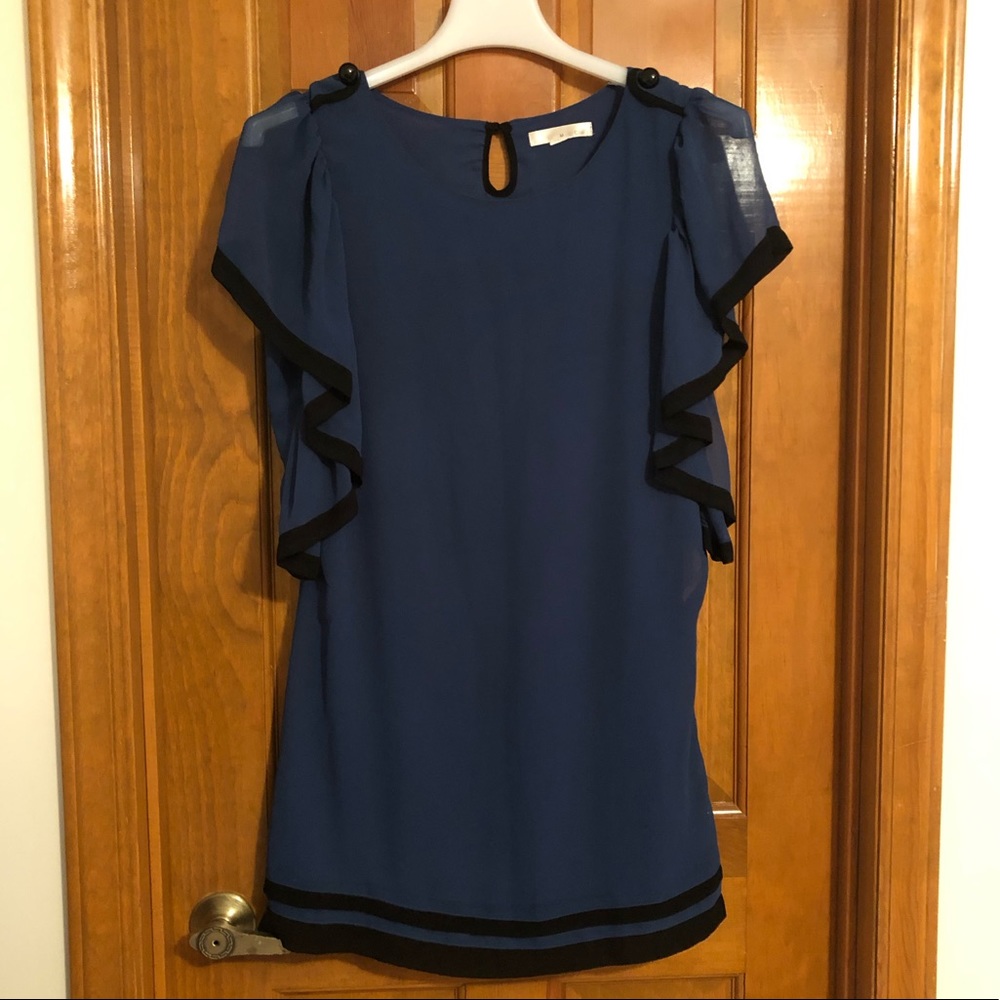 Mini dress with flutter sleeves and button detail